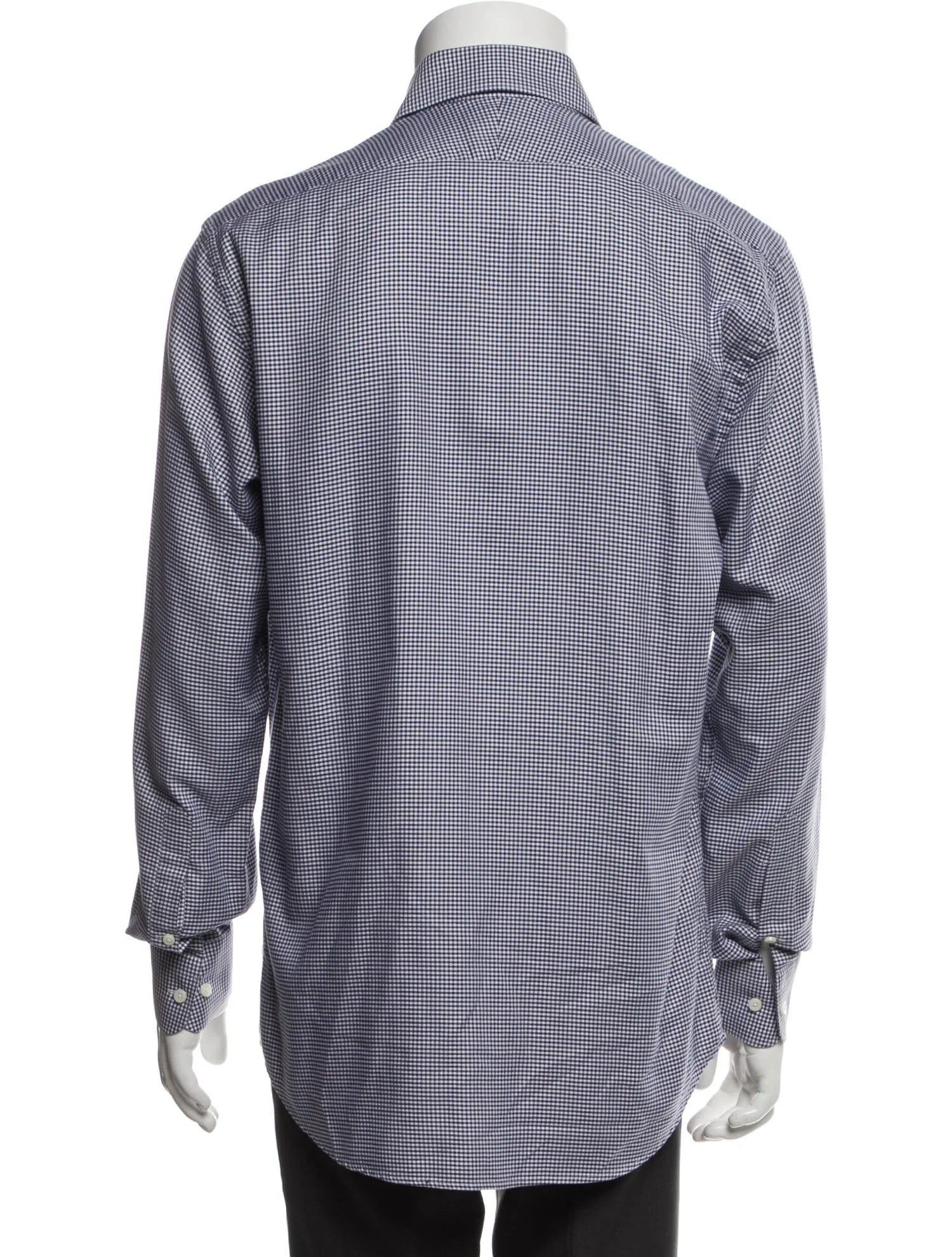 The RealReal,Suitsupply, Suitsupply Navy & White Gingham Print Slim Fit Long Sleeve Button Up Shirt, Blue, Medium-43-TagM