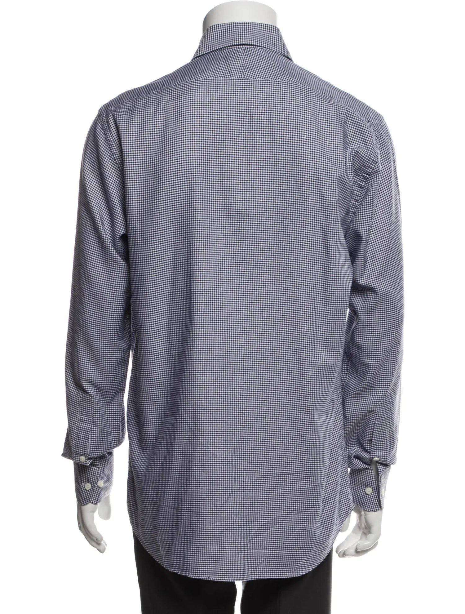 The RealReal,Suitsupply, Suitsupply Navy & White Gingham Print Slim Fit Long Sleeve Button Up Shirt, Blue, Medium-43-TagM