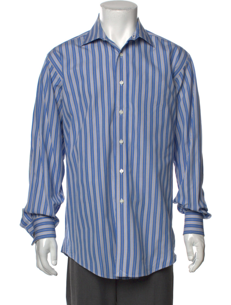 Sulka Blue Striped Button Up Shirt
