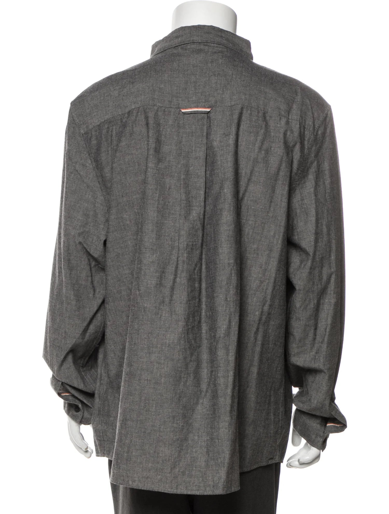 The RealReal,Sunspel, Sunspel Dark Grey Long Sleeve Button Up Shirt With Double Chest Pockets, Grey, Extra Extra Large-51-TagXXL