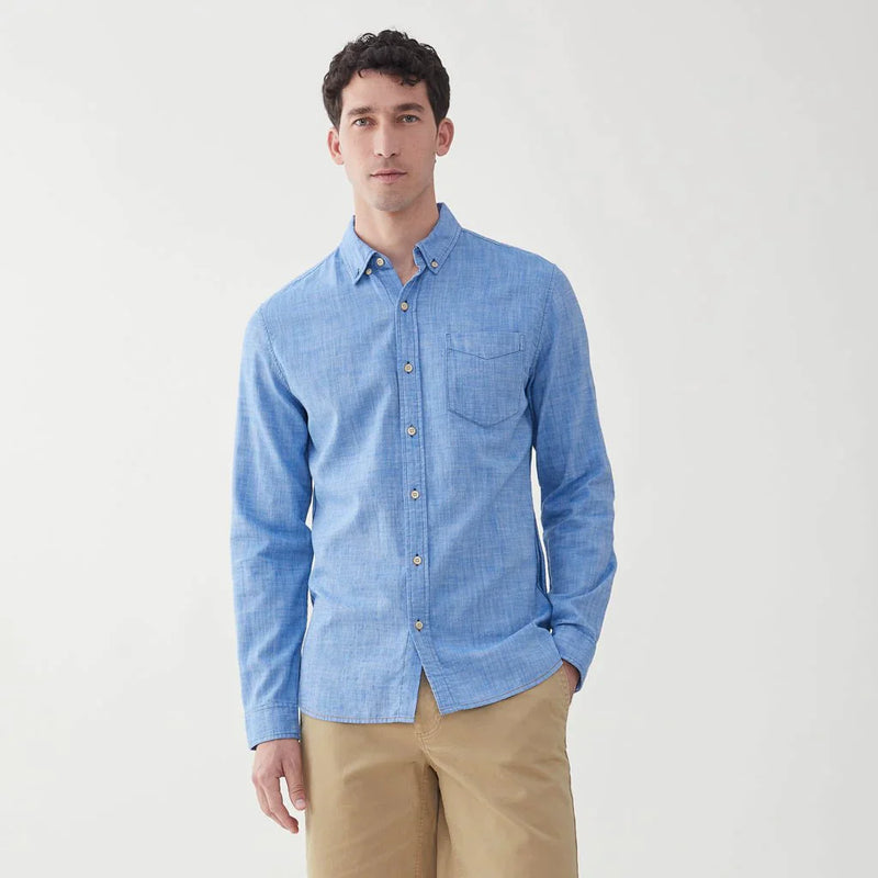 Surfside Supply Blue Airy Cotton Button Up Shirt With Front Chest Pocket