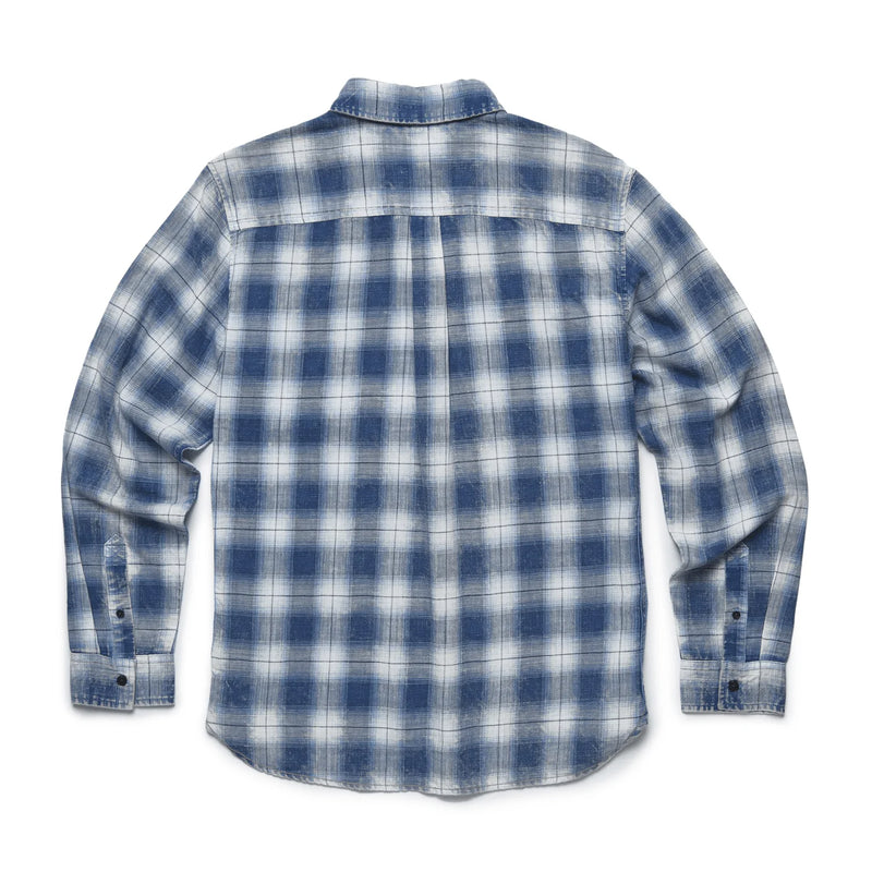 Surfside Supply Blue Washed Twill Plaid Long Sleeve Shirt