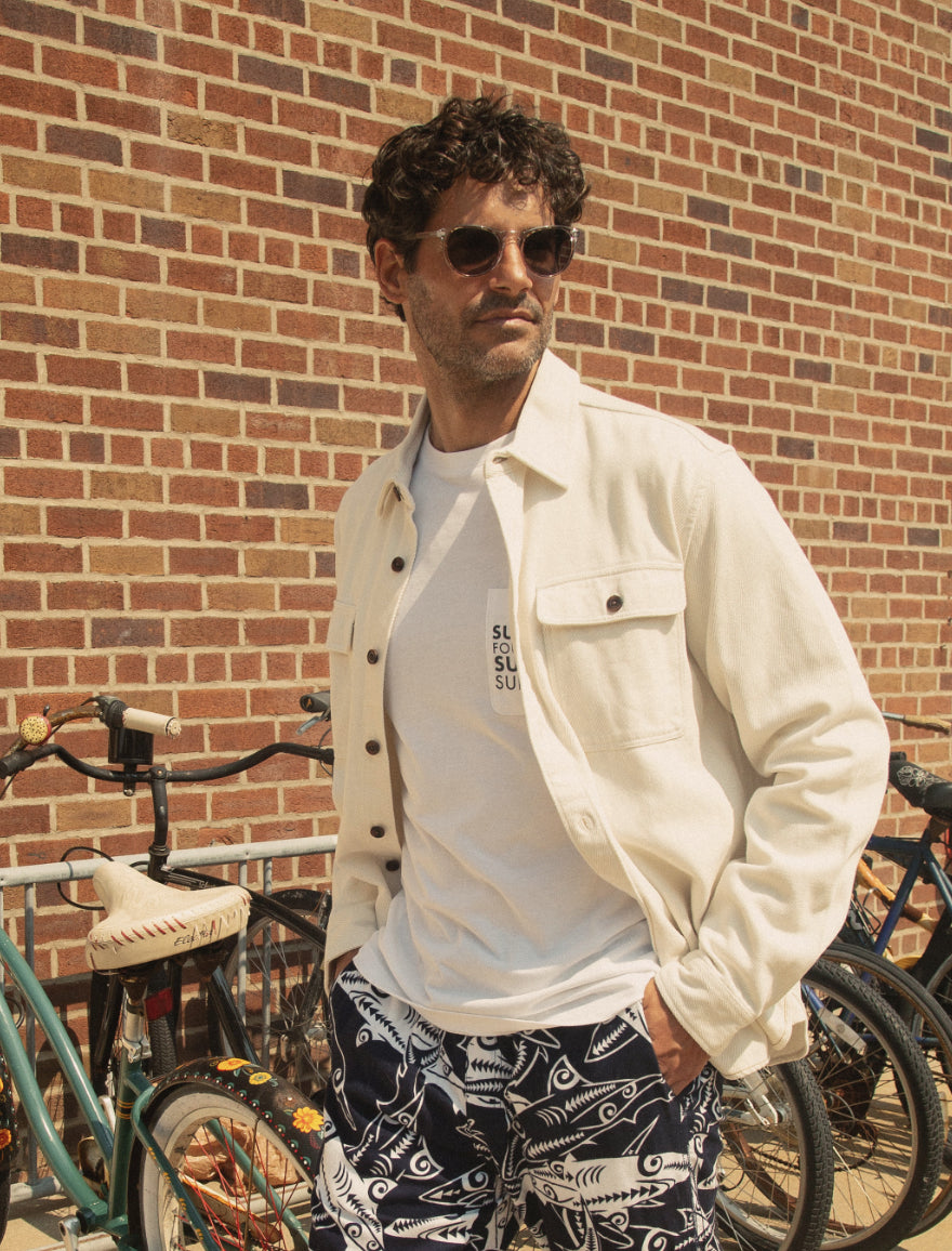 Faire,Surfside Supply, Surfside Supply Cream Washed Twill Shirt Jacket, Cream, Large-49-TagL