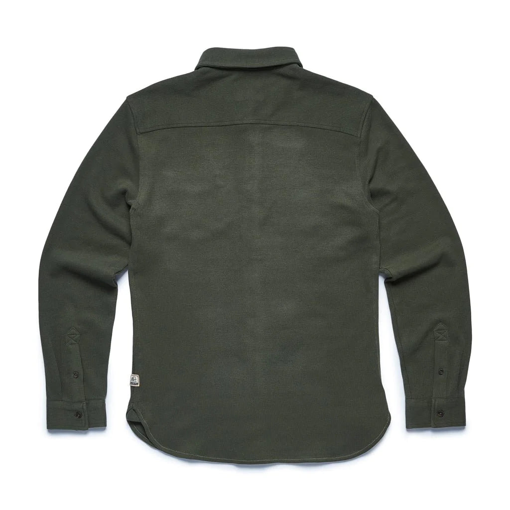 Faire,Surfside Supply, Surfside Supply Dark Green Rib Knit Long Sleeve Button Up Shirt, Green, Medium-42-TagM