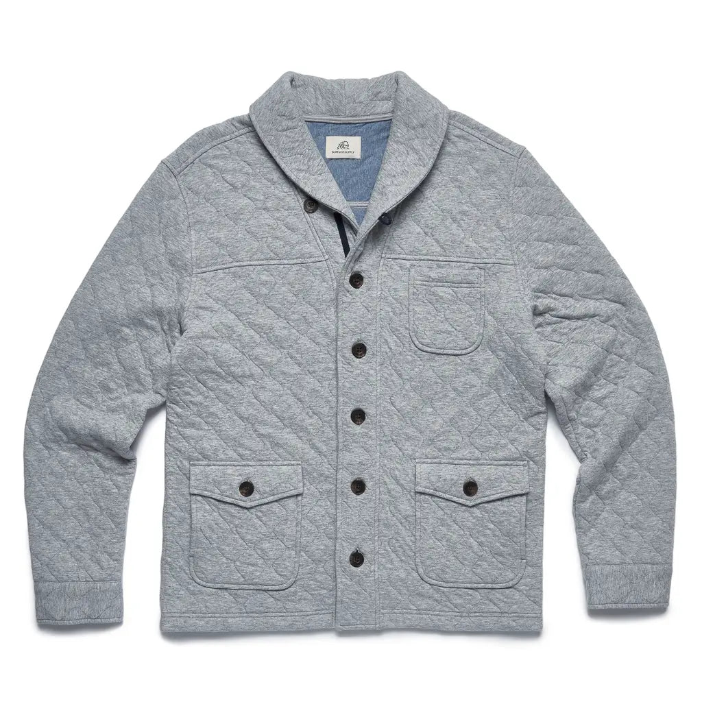 Faire,Surfside Supply, Surfside Supply Heather Grey Shawl Collar Quilted Fleece Cardigan, Grey, Medium-45-TagM