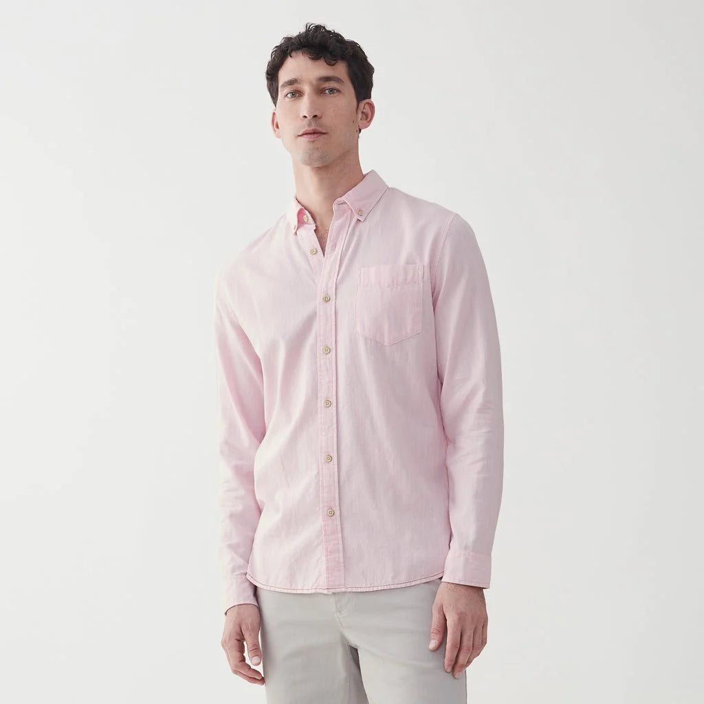 Faire,Surfside Supply, Surfside Supply Light Pink Airy Cotton Button Up Shirt With Front Chest Pocket, Pink, Large-46-TagL