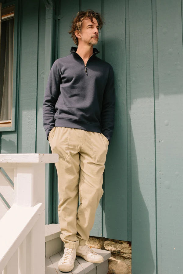 Faire,Surfside Supply, Surfside Supply Navy Quarter Zip Rib Knit Pullover, Blue, Large-48-TagL
