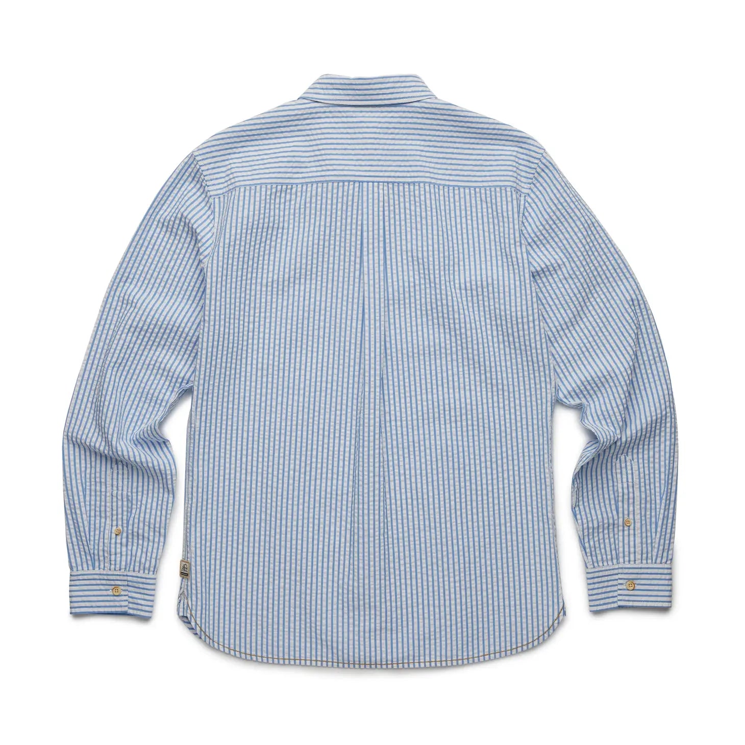 Faire,Surfside Supply, Surfside Supply Blue And White Vertical Striped Seersucker Button Up Shirt With Front Chest Pocket, White, Medium-43-TagM