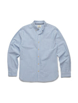 Surfside Supply Blue And White Vertical Striped Seersucker Button Up Shirt With Front Chest Pocket
