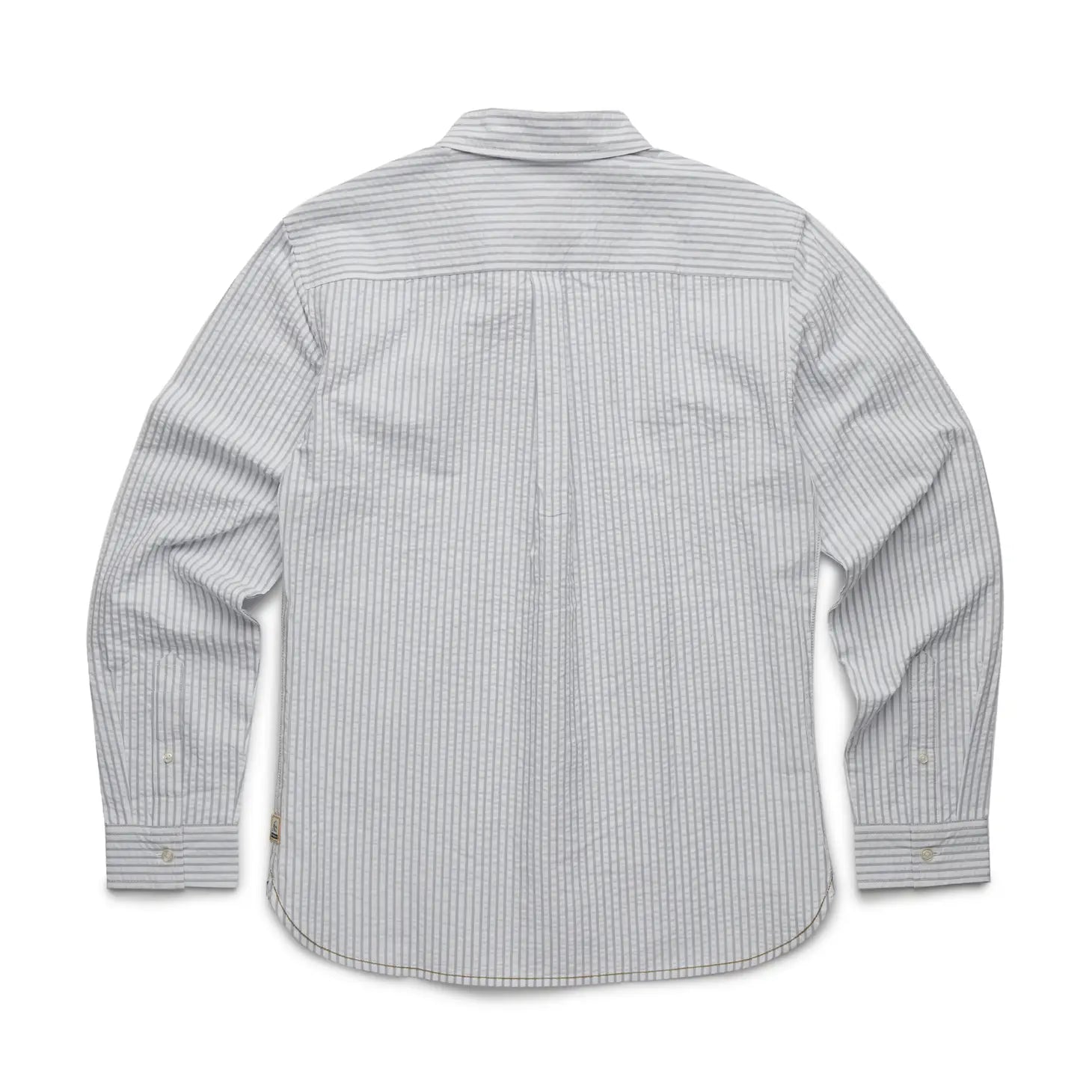 Faire,Surfside Supply, Surfside Supply Light Grey And White Vertical Seersucker Striped Button Up Shirt With Front Chest Pocket, White, Small-41-TagS
