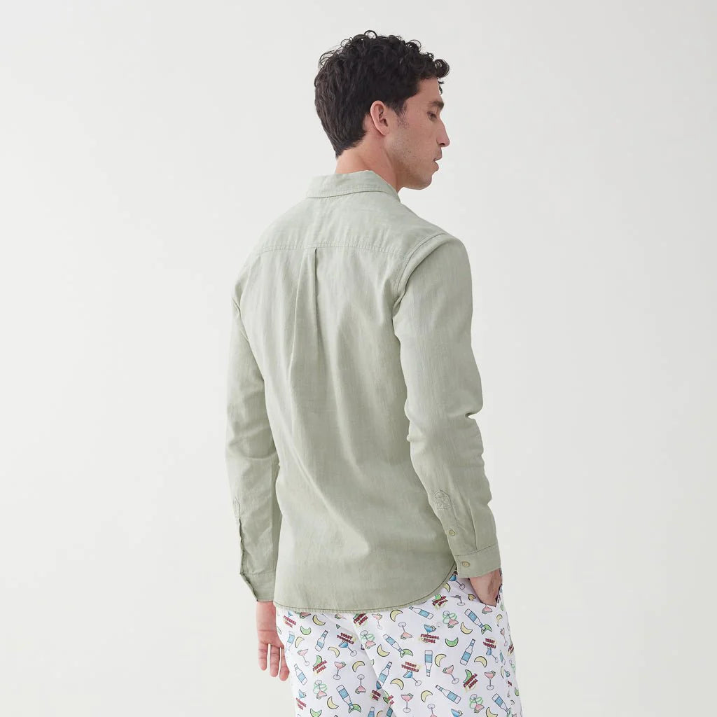 Faire,Surfside Supply, Surfside Supply Pastel Green Airy Cotton Button Up Shirt With Front Chest Pocket, Green, Medium-44-TagM