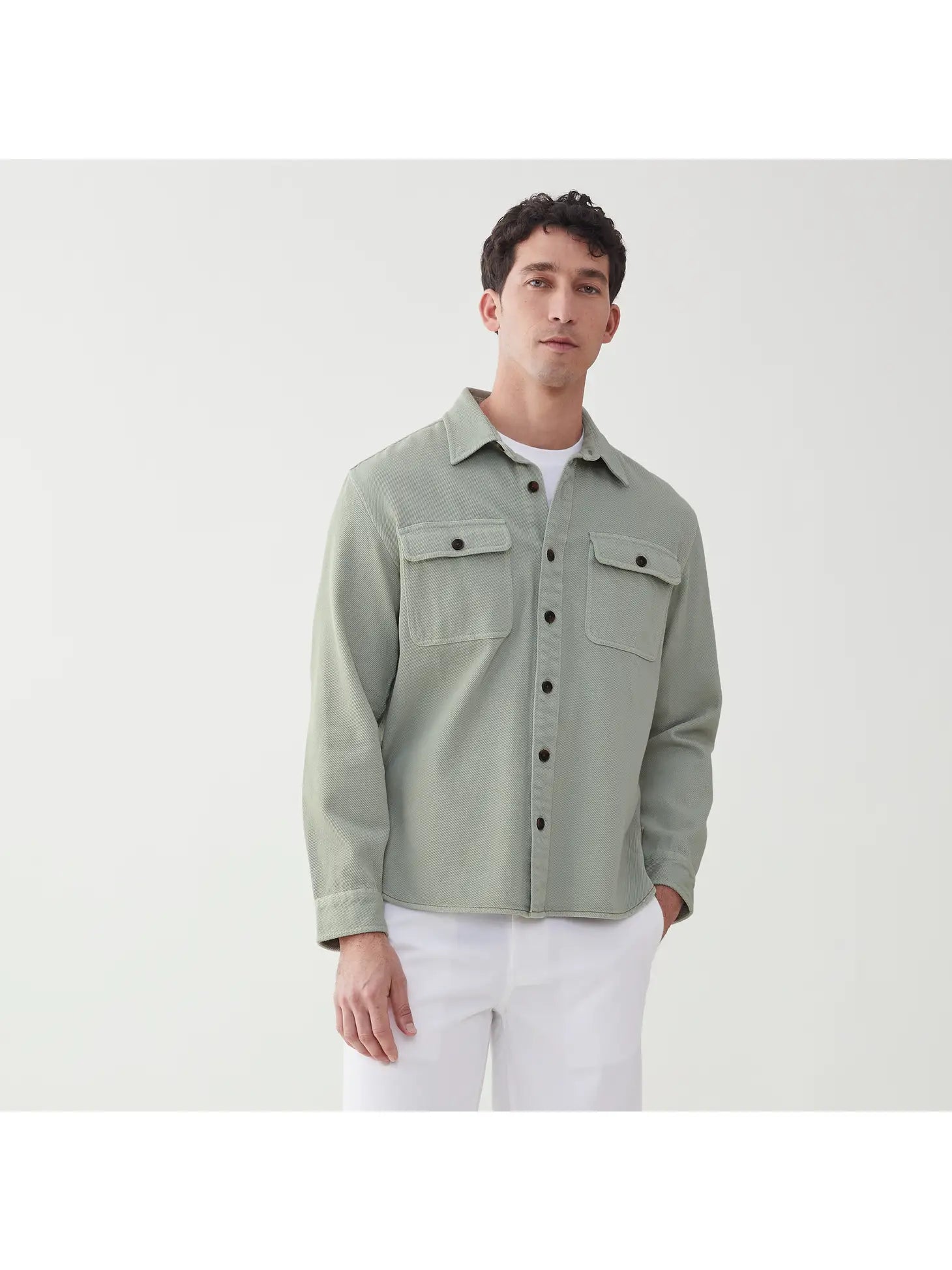 Faire,Surfside Supply, Surfside Supply Pastel Green Washed Twill Shacket, Green, Large-48-TagL