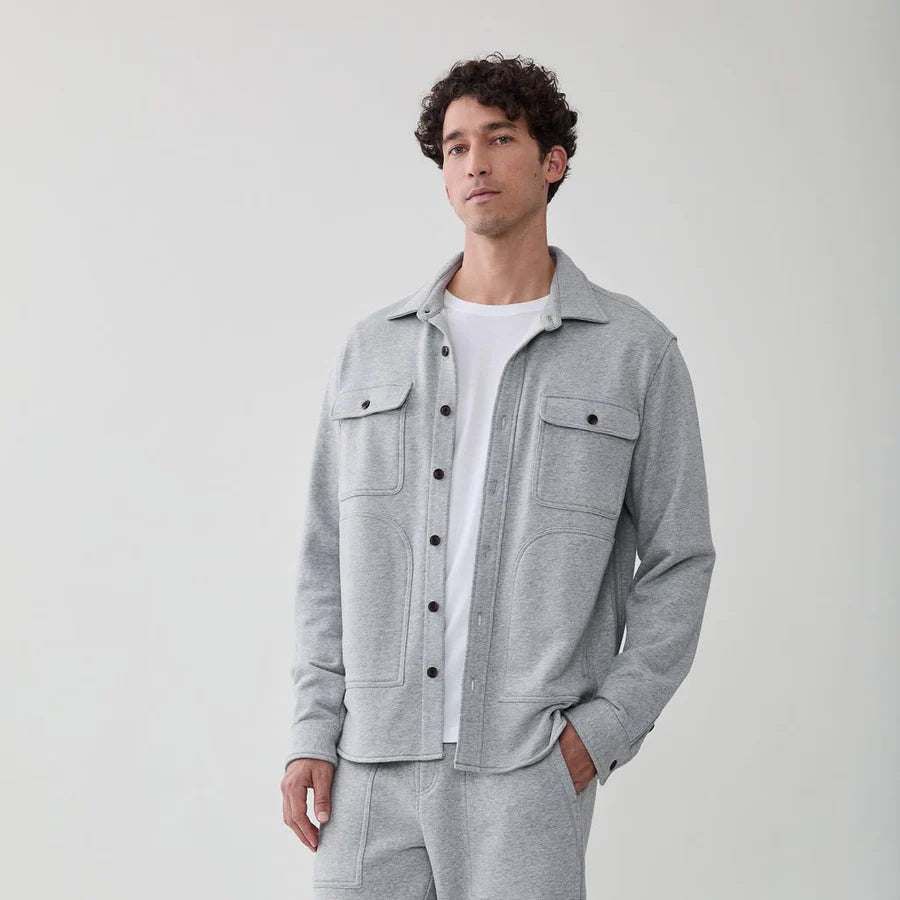 Faire,Surfside Supply, Surfside Supply Light Grey Fleece Shirt Jacket With Two Front Chest Pockets, Grey, Extra Extra Large-56-TagXXL