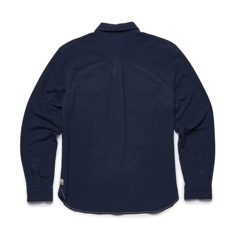 Surfside Supply Navy Knit Long Sleeve Button Up Shirt With Two Front Chest Pockets