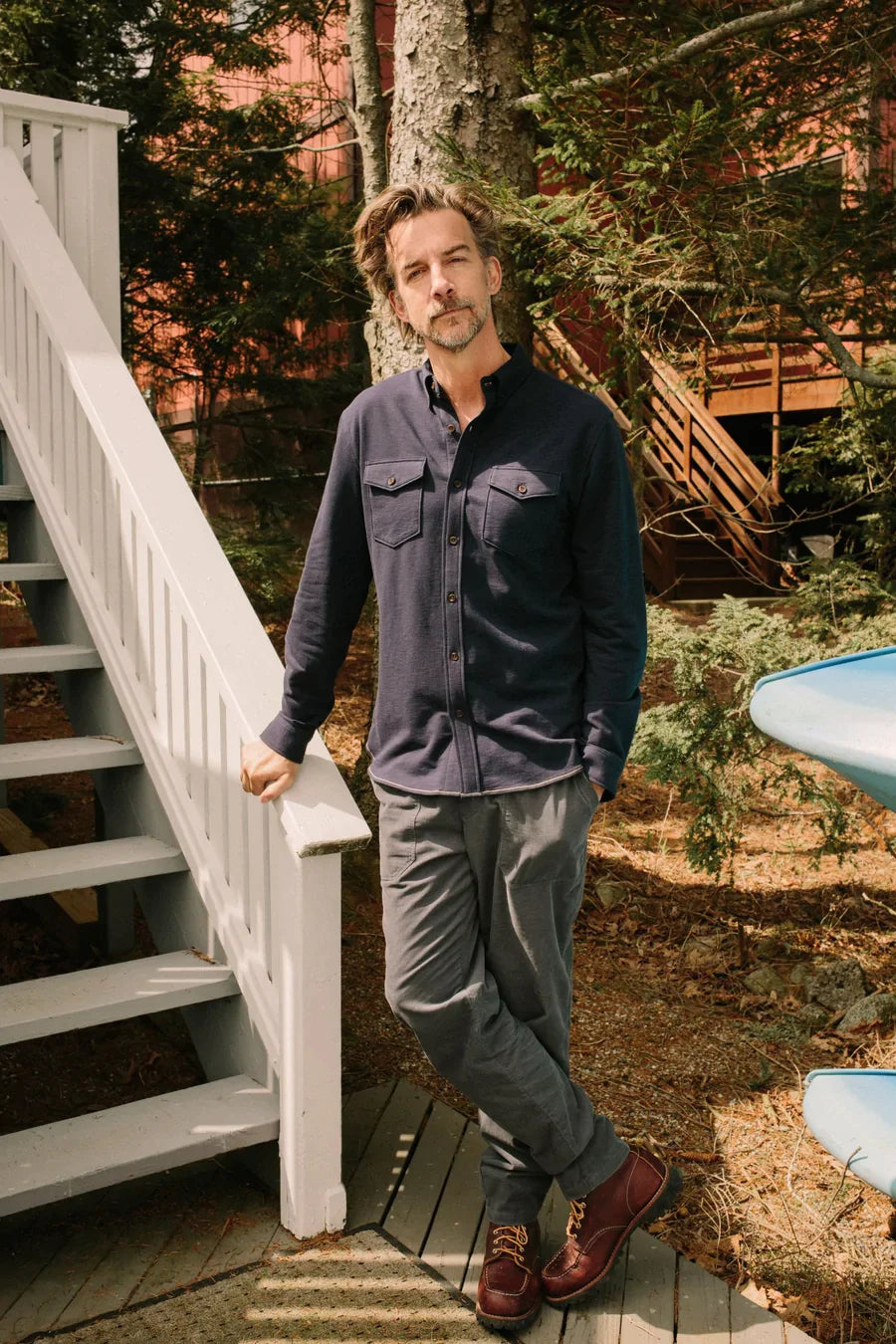 Faire,Surfside Supply, Surfside Supply Navy Knit Long Sleeve Button Up Shirt With Two Front Chest Pockets, Blue, Medium-40-TagL