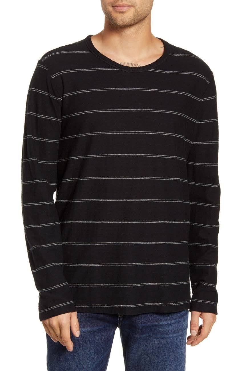 Nordstrom Rack, Baldwin Black Striped Longsleeve T-Shirt, Black, Medium-41-TagM