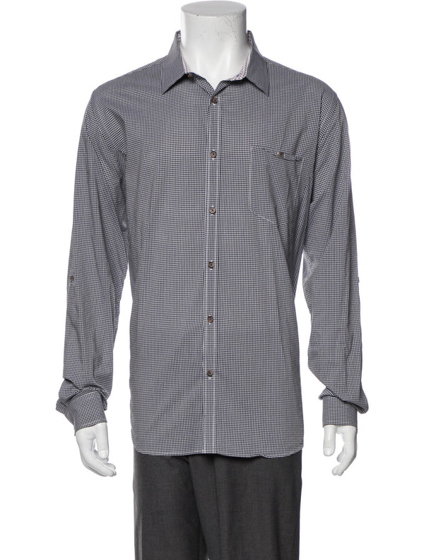 Ted Baker Black Mini Check Print Button Up Shirt