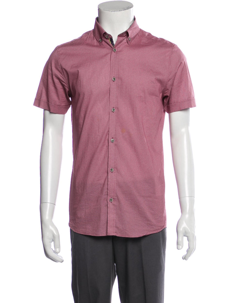 Ted Baker Red Mini Dot Print Short Sleeve Button Up