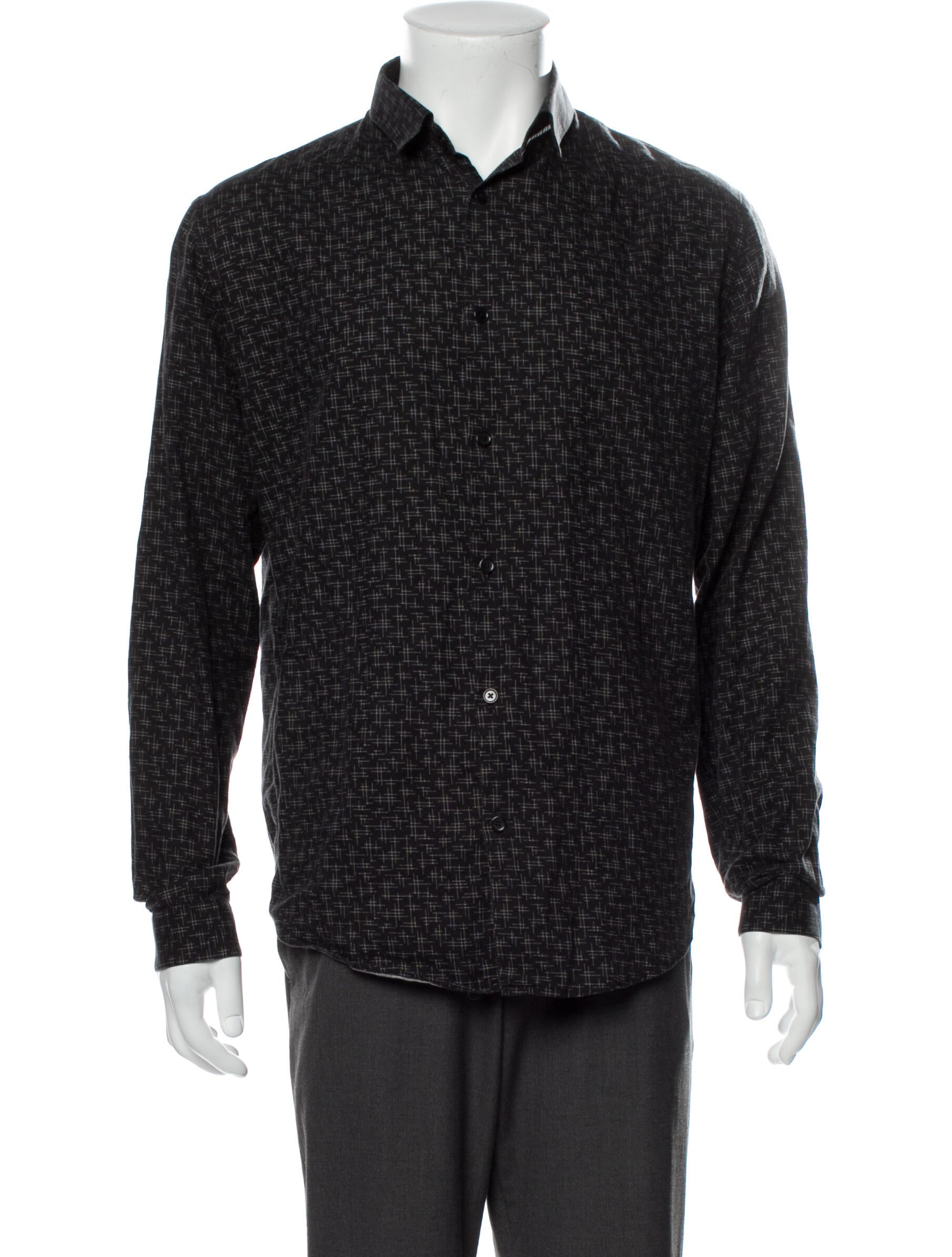 The RealReal,The Kooples, The Kooples Black Abstract Print Button Up, Black, Medium-42-TagM