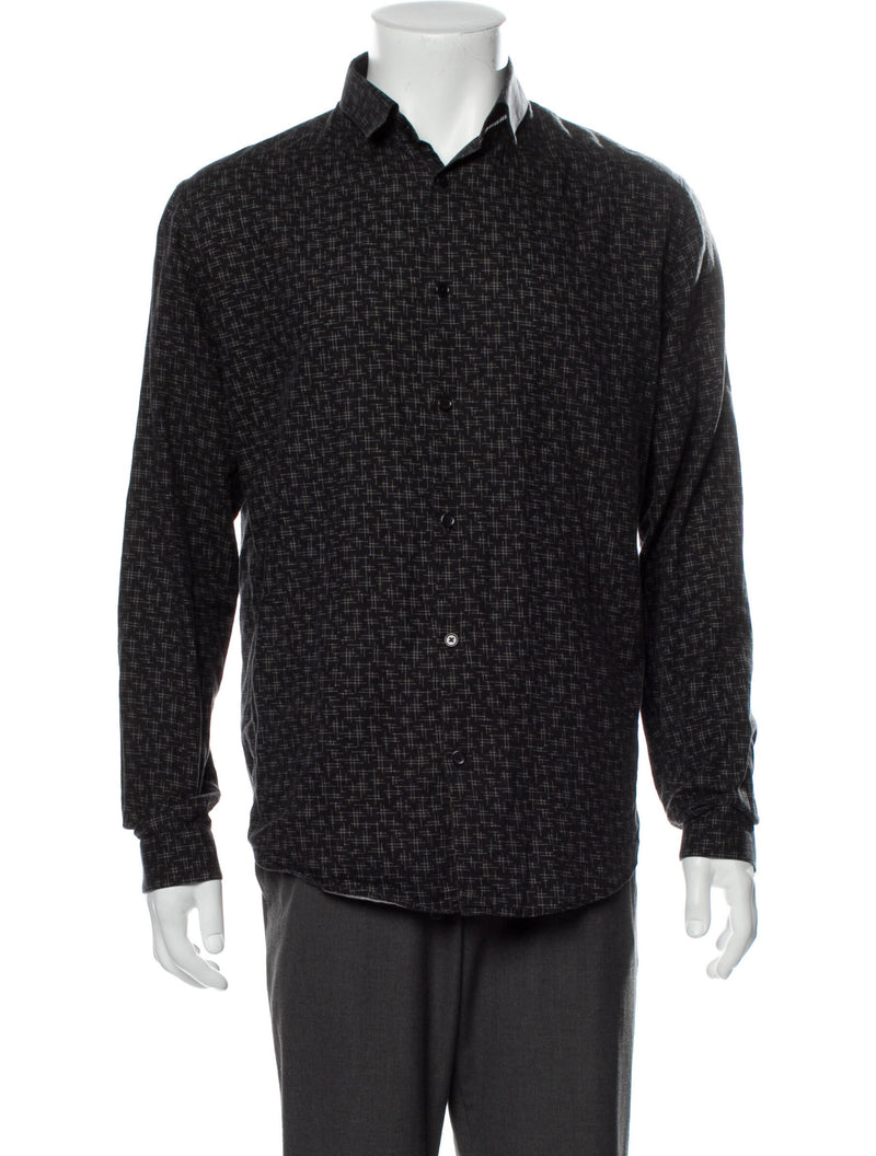 The Kooples Black Abstract Print Button Up