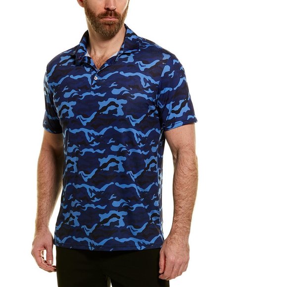 TailorByrd,TailorByrd, TailorByrd Navy Camo Print Performance Polo, Blue, Extra Large-47-TagXL