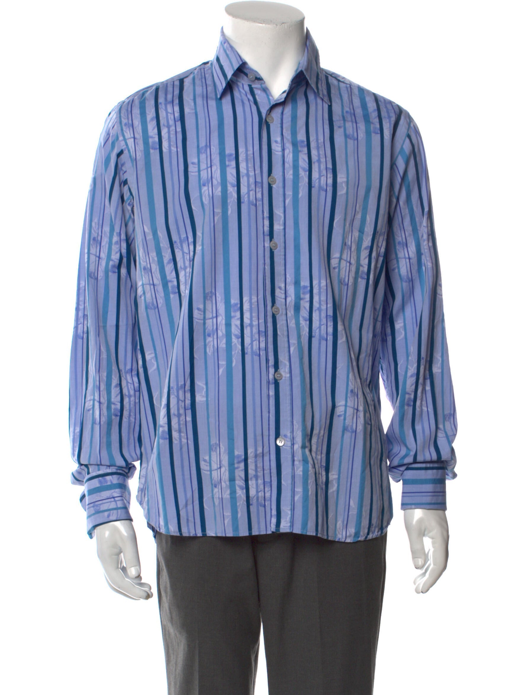 The RealReal,Ted Baker, Ted Baker Blue Striped Button Up Shirt, Blue, Large-45-TagLSmall-40-TagS