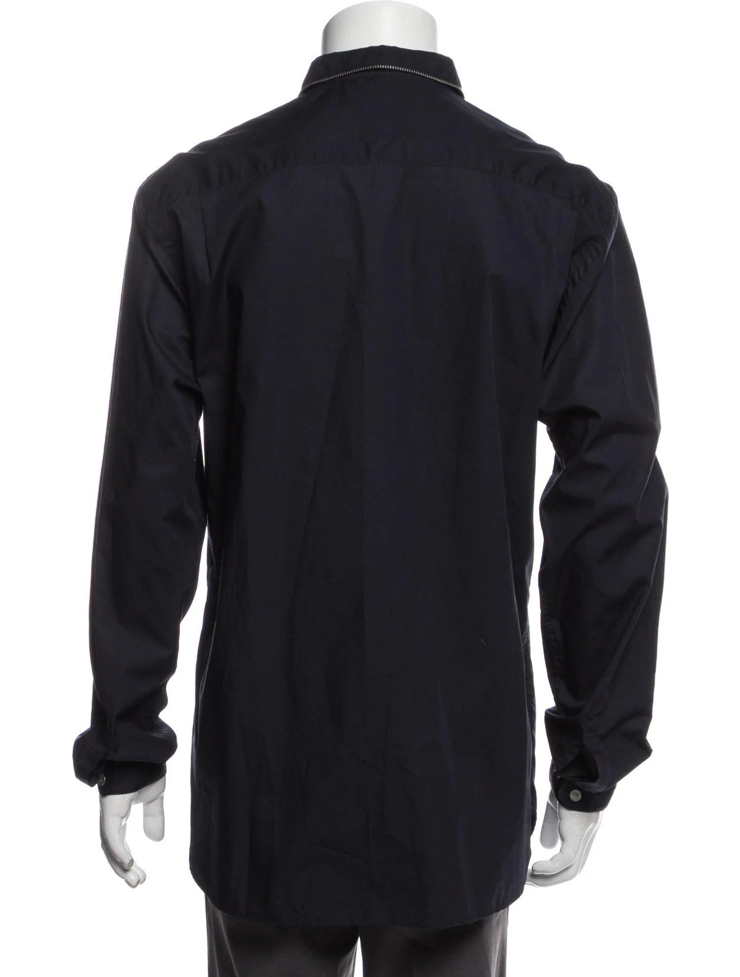 The RealReal,The Kooples, The Kooples Black Slim Fit Long Sleeve Button Up with Collar Zipper Details, Black, Large-45-TagL