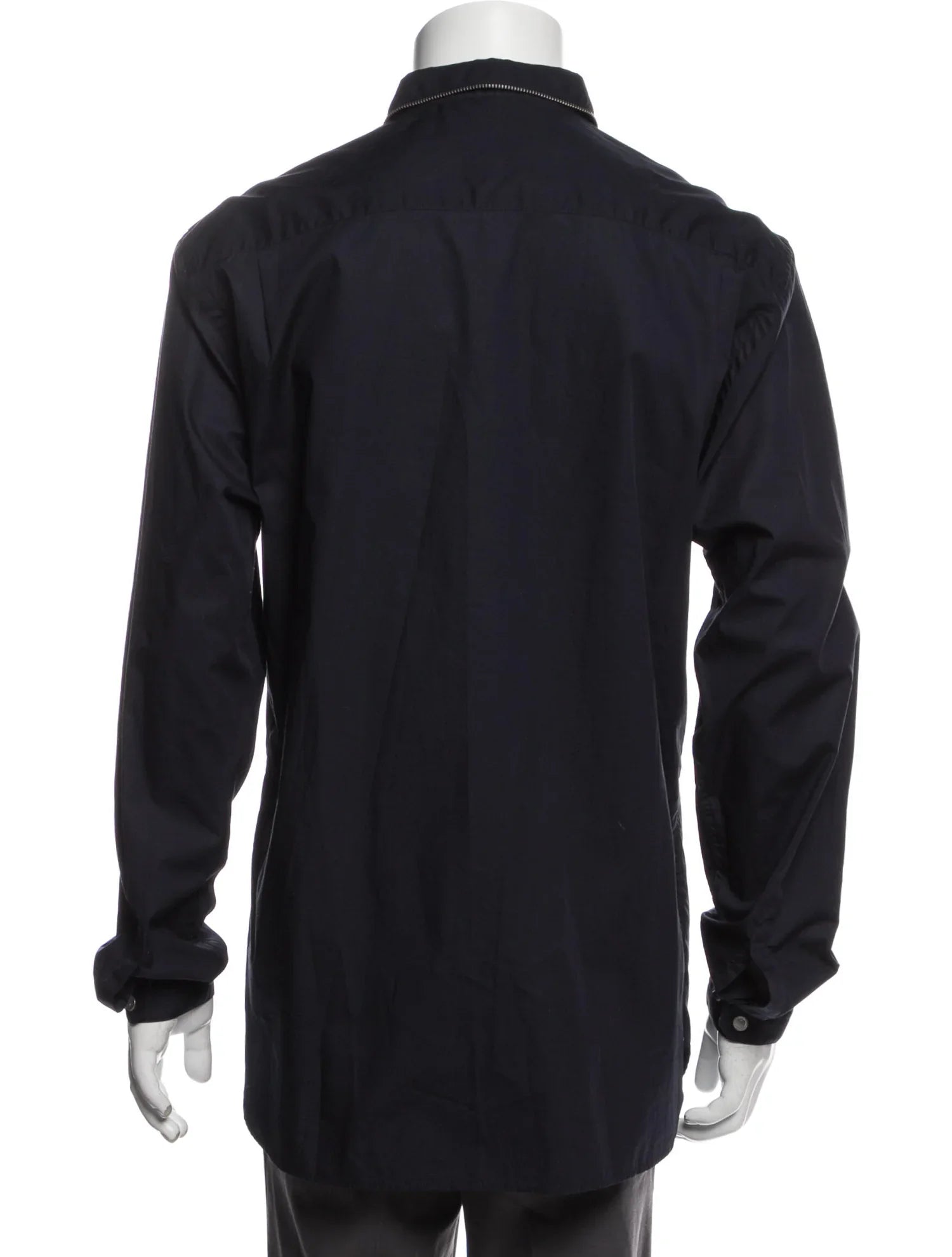 The RealReal,The Kooples, The Kooples Black Slim Fit Long Sleeve Button Up with Collar Zipper Details, Black, Large-45-TagL
