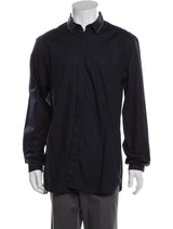 The Kooples Black Slim Fit Long Sleeve Button Up with Collar Zipper Details