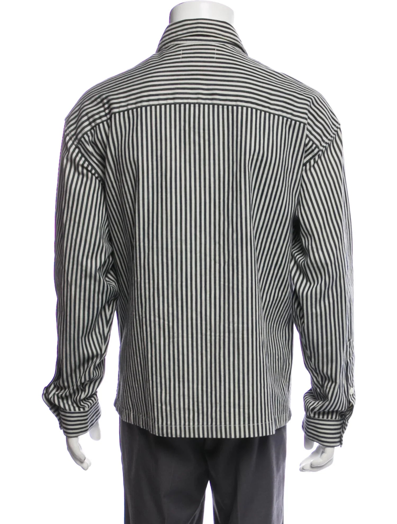 The RealReal,The Kooples, The Kooples Dark Grey Striped Long Sleeve Cropped Shirt Jacket, , 