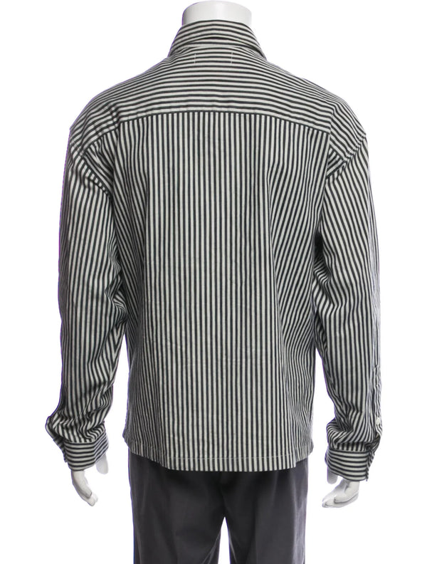 The Kooples Dark Grey Striped Long Sleeve Cropped Shirt Jacket