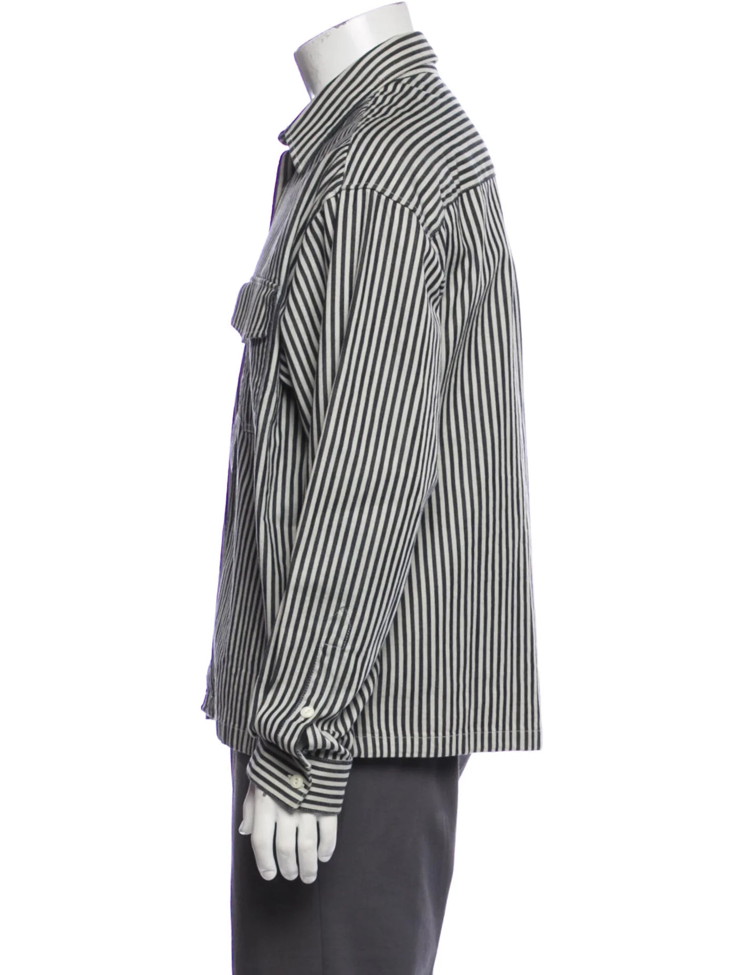 The RealReal,The Kooples, The Kooples Dark Grey Striped Long Sleeve Cropped Shirt Jacket, Grey, Extra Large-50-TagXL