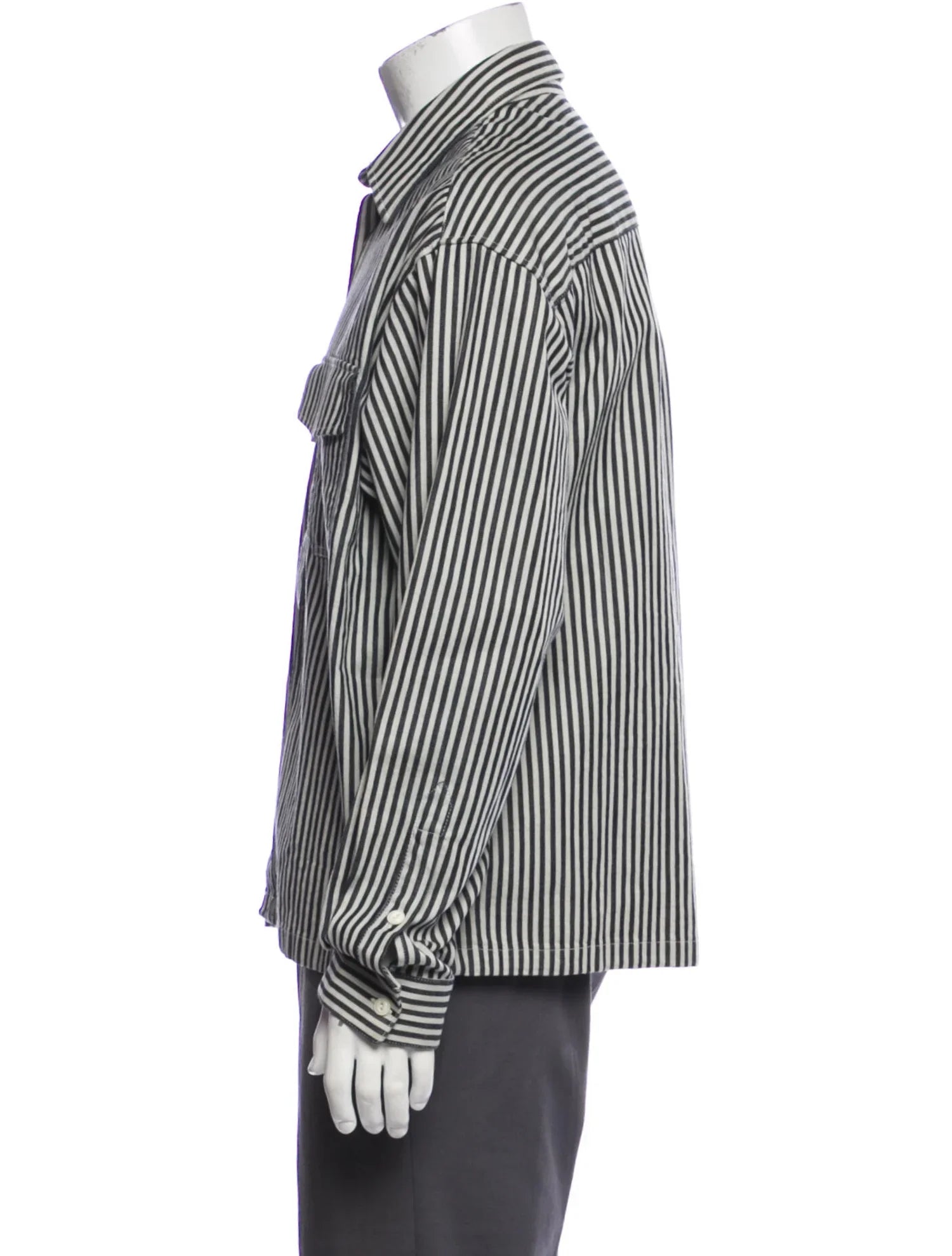 The RealReal,The Kooples, The Kooples Dark Grey Striped Long Sleeve Cropped Shirt Jacket, , 