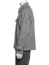 The Kooples Dark Grey Striped Long Sleeve Cropped Shirt Jacket