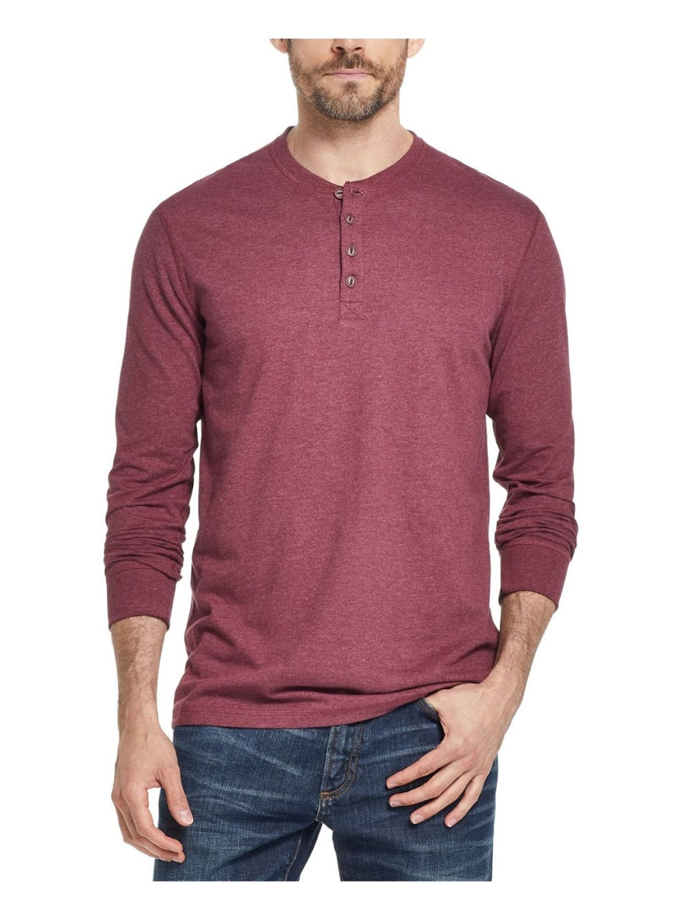 Bobbi + Bricka, Weatherproof Vintage Burgundy Henley Shirt, Purple, Medium-41-TagM