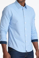 UNTUCKit Blue Micro Grid Print Long Sleeve Button Up