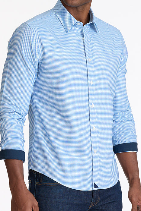 UNTUCKit Blue Micro Grid Print Long Sleeve Button Up – Taelor.Style
