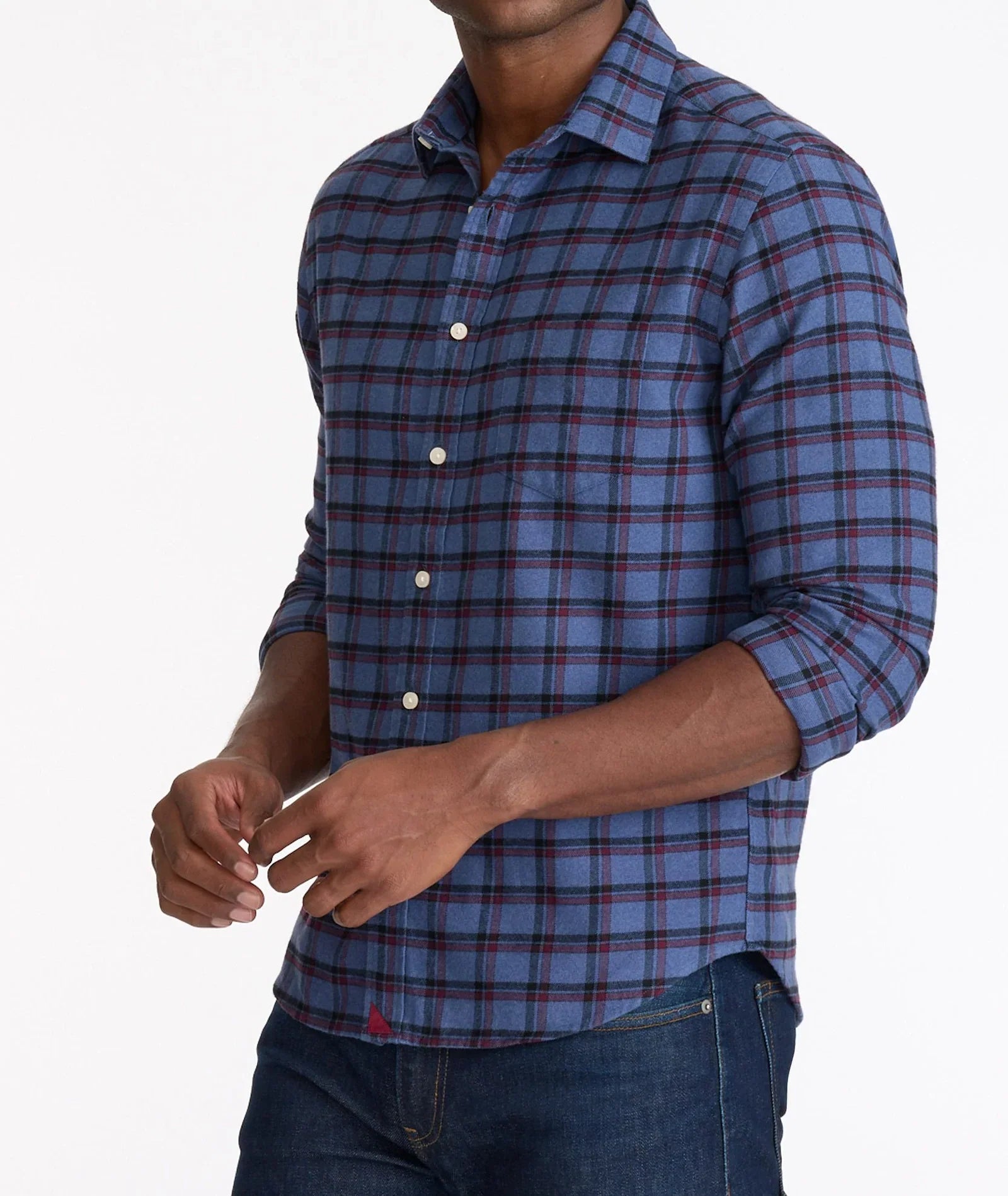 Otrium,UNTUCKit, UNTUCKit Blue & Burgundy Plaid Flannel Long Sleeve Button Up, Unknown, Unknown