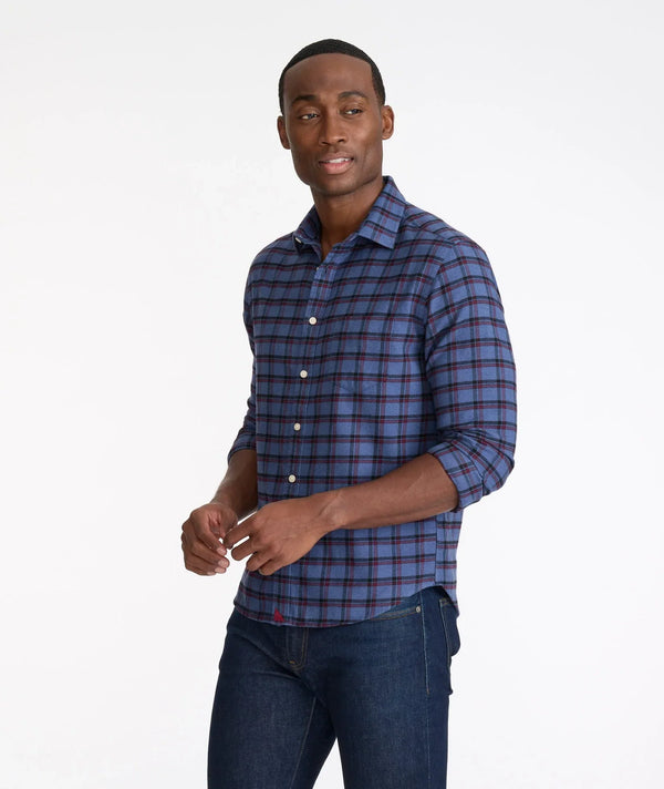 UNTUCKit Blue & Burgundy Plaid Flannel Long Sleeve Button Up