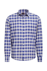 UNTUCKit Blue & Grey Check Print Linen Long Sleeve Button Up