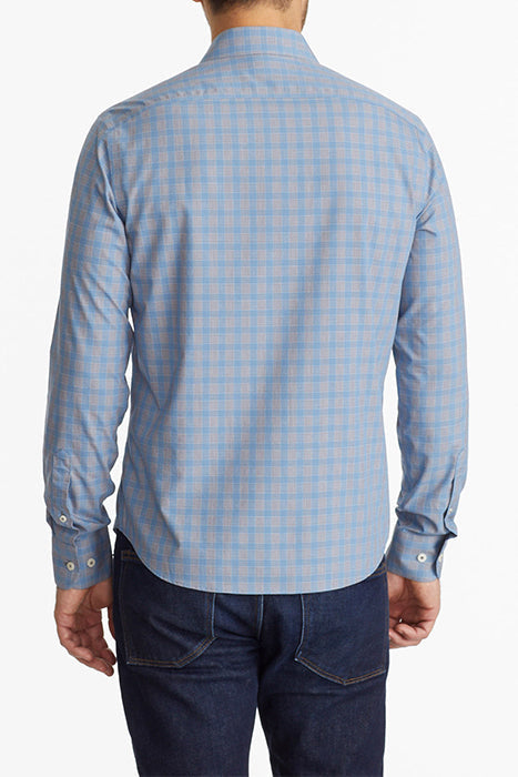 Otrium,UNTUCKit, UNTUCKit Blue & Grey Check Print Long Sleeve Button Up, Blue, Medium-43-TagM