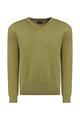 UNTUCKit Green Cotton-Linen V-Neck Sweater