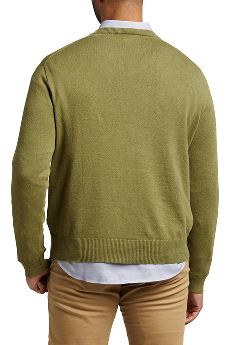 UNTUCKit Green Cotton-Linen V-Neck Sweater