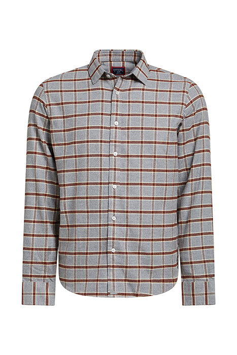 UNTUCKit Grey & Brown Plaid Slim Fit Flannel Long Sleeve Button Up