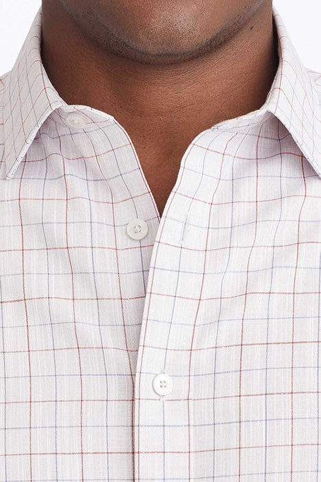 Otrium,UNTUCKit, UNTUCKit Light Grey Blue & Red Check Print Long Sleeve Button Up, Grey, Small-43-TagS