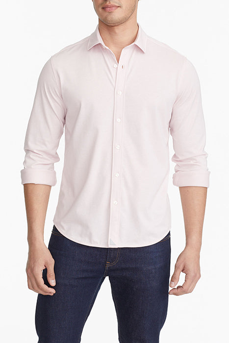 Otrium,UNTUCKit, UNTUCKit Pink Knit Long Sleeve Button Up, Pink, Extra Large-50-TagXL