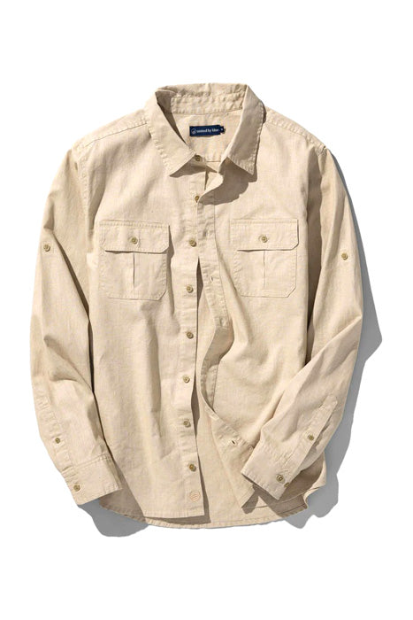 United By Blue Tan Hemp Blend Button Up With Chest Pockets