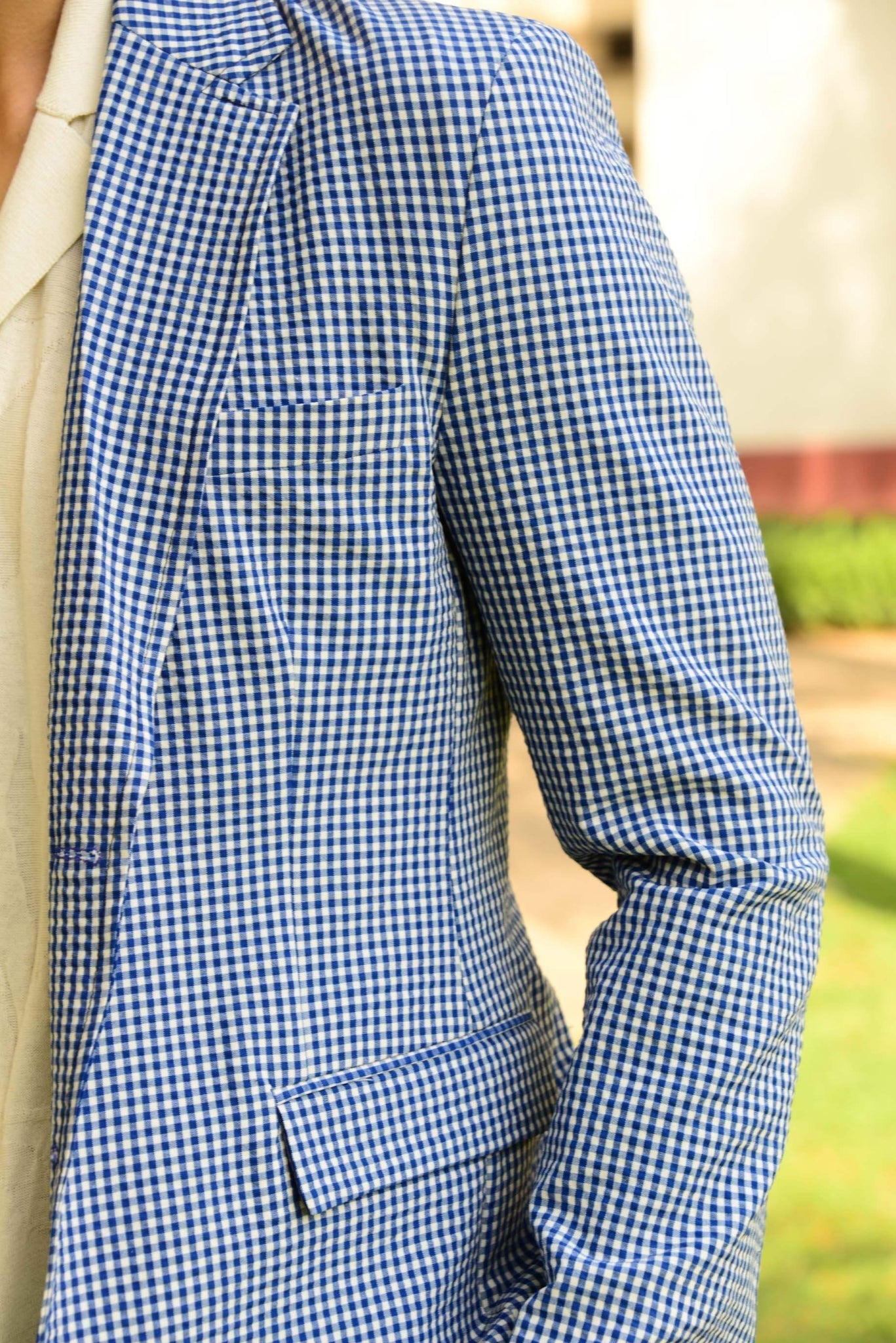 Brand Partner,Sons+Fathers, Sons + Fathers Blue Seersucker Blazer, Blue, Small-39-TagS