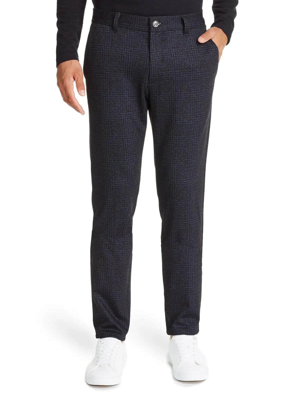 Faire,W.R.K., W.R.K Blue & Charcoal Plaid Knit Dress Pants, Blue, 38W-32L-Tag36