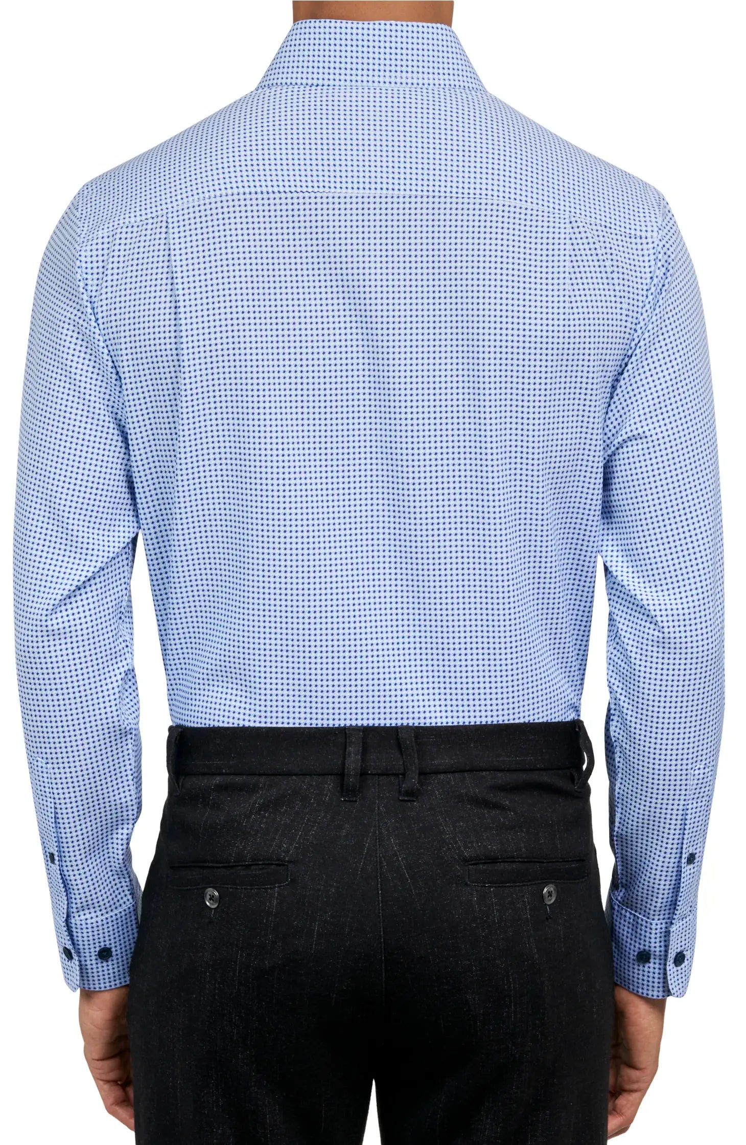 Faire,W.R.K., W.R.K Light Blue Houndstooth 4-Way Stretch Performance Long Sleeve Button Up Shirt, Blue, Extra Extra Large-52-TagXXL